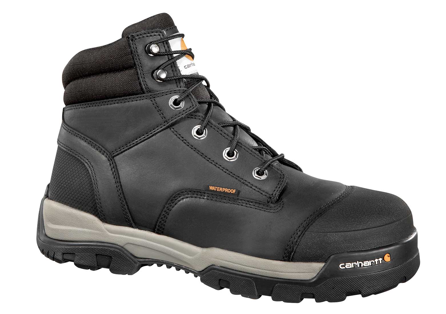 Carhartt - CME6351 - Men's Ground Force Black Leather Waterproof Composite Safety Toe 6 Lace-Up Work Boot