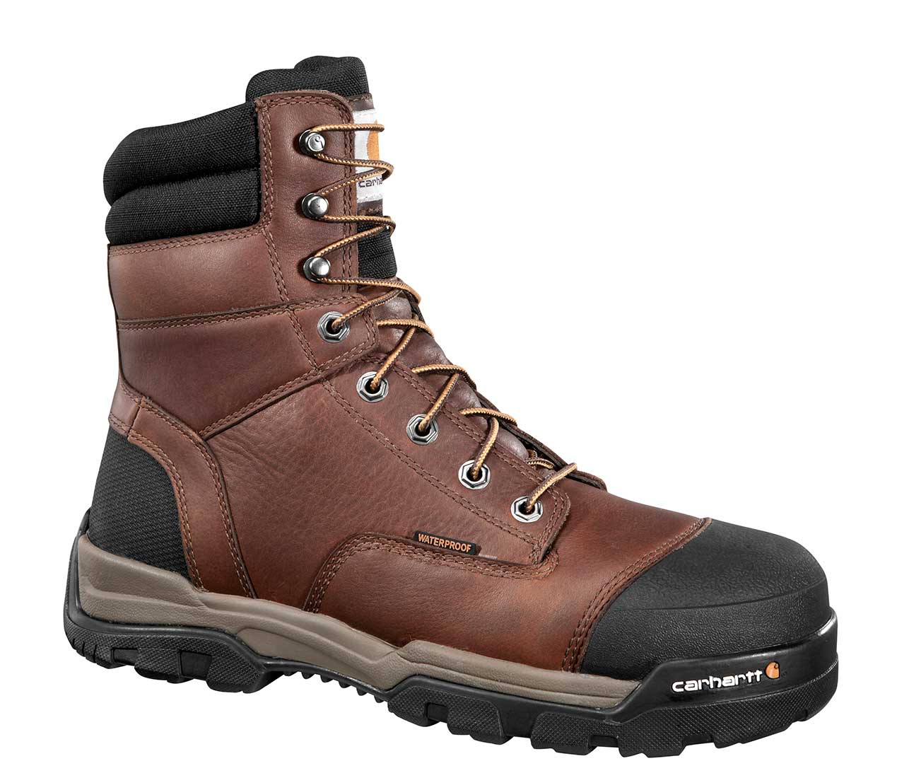 Carhartt - CME8355 - Men's Ground Force Brown Leather Waterproof Composite Safety Toe 8 Lace-up Work Boot