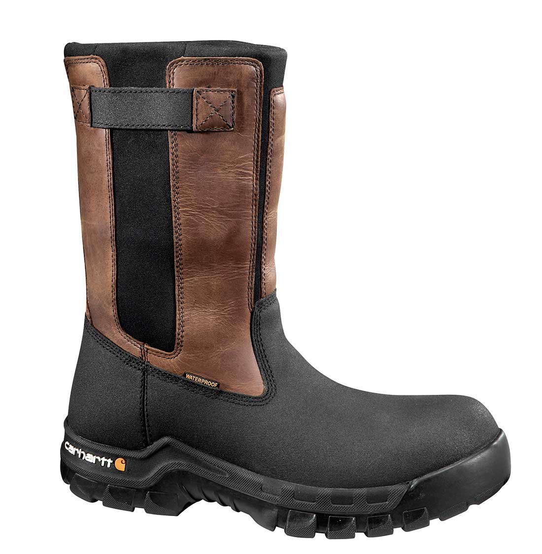 Carhartt - CMF1391 - Rugged Flex Men's Blk PU Coated Leather/Neoprene Waterproof 10 Pull-On Work Boot
