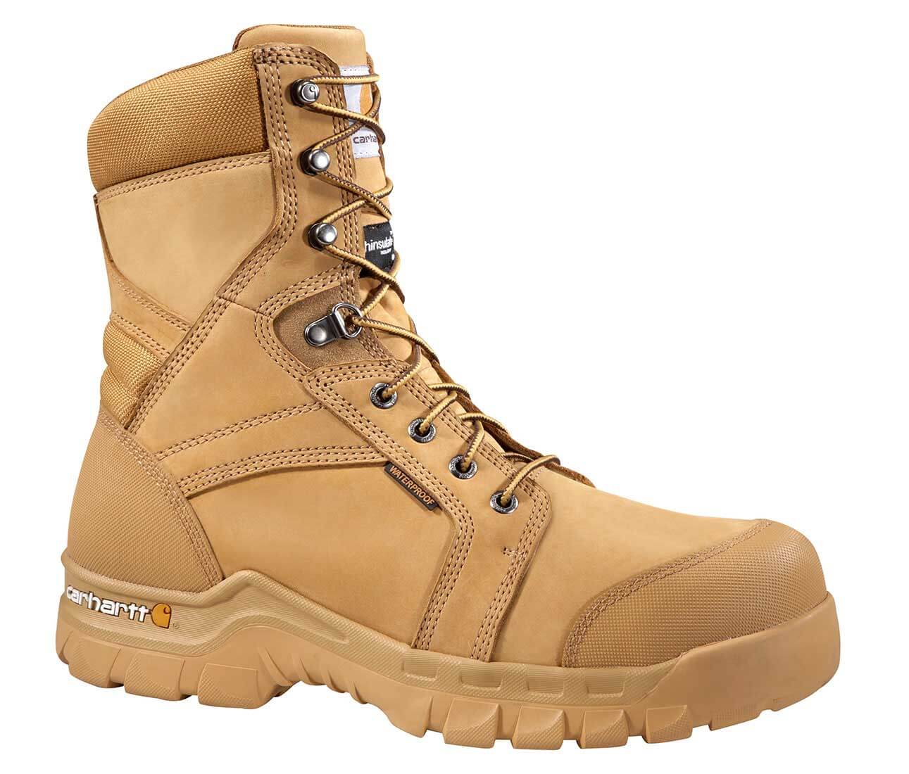 Carhartt - CMF8058 - Rugged Flex Men's Wheat Leather Waterproof Insulated Soft Toe 8 Lace-up Work Boot