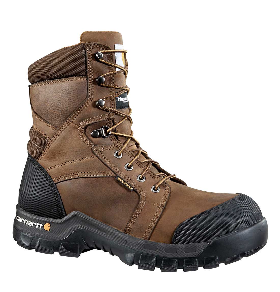 Carhartt - CMF8389 - Rugged Flex Men's Brown Leather Waterproof Insulated Composite Safety Toe 8 Lace-up Work Boot
