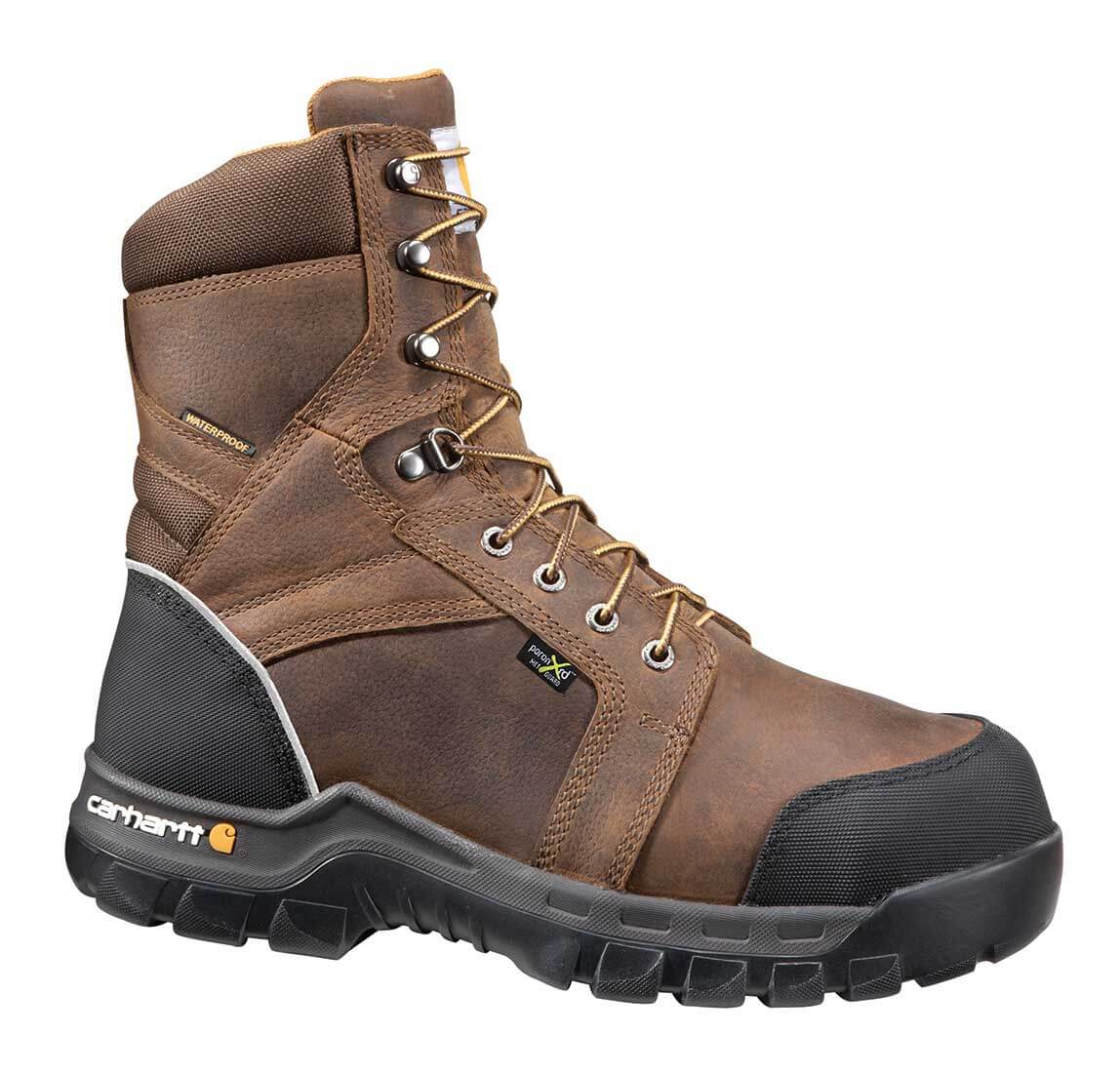 Carhartt - CMF8720 - Rugged Flex Men's Brown Leather Waterproof Insulated Composite Safety Toe 8 Lace-up Work Boot