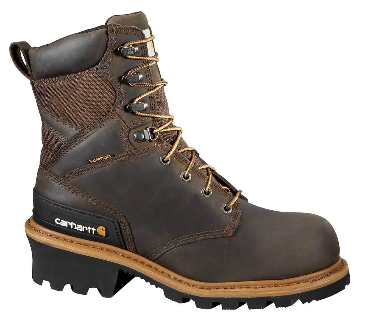 Carhartt - CML8360 - Men's Woodworks Brown Leather Waterproof Composite Safety Toe 8 Climbing Work Boot