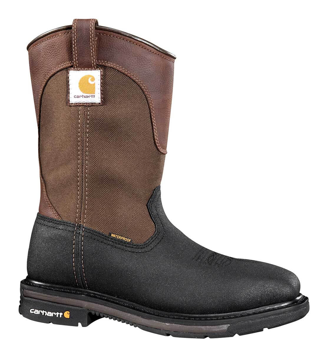 Carhartt - CMP1258 - Rugged Flex Square Toe Men's PU Coated Leather/ Fabric Waterproof Steel Safety Toe 11 Wellington Work Boot