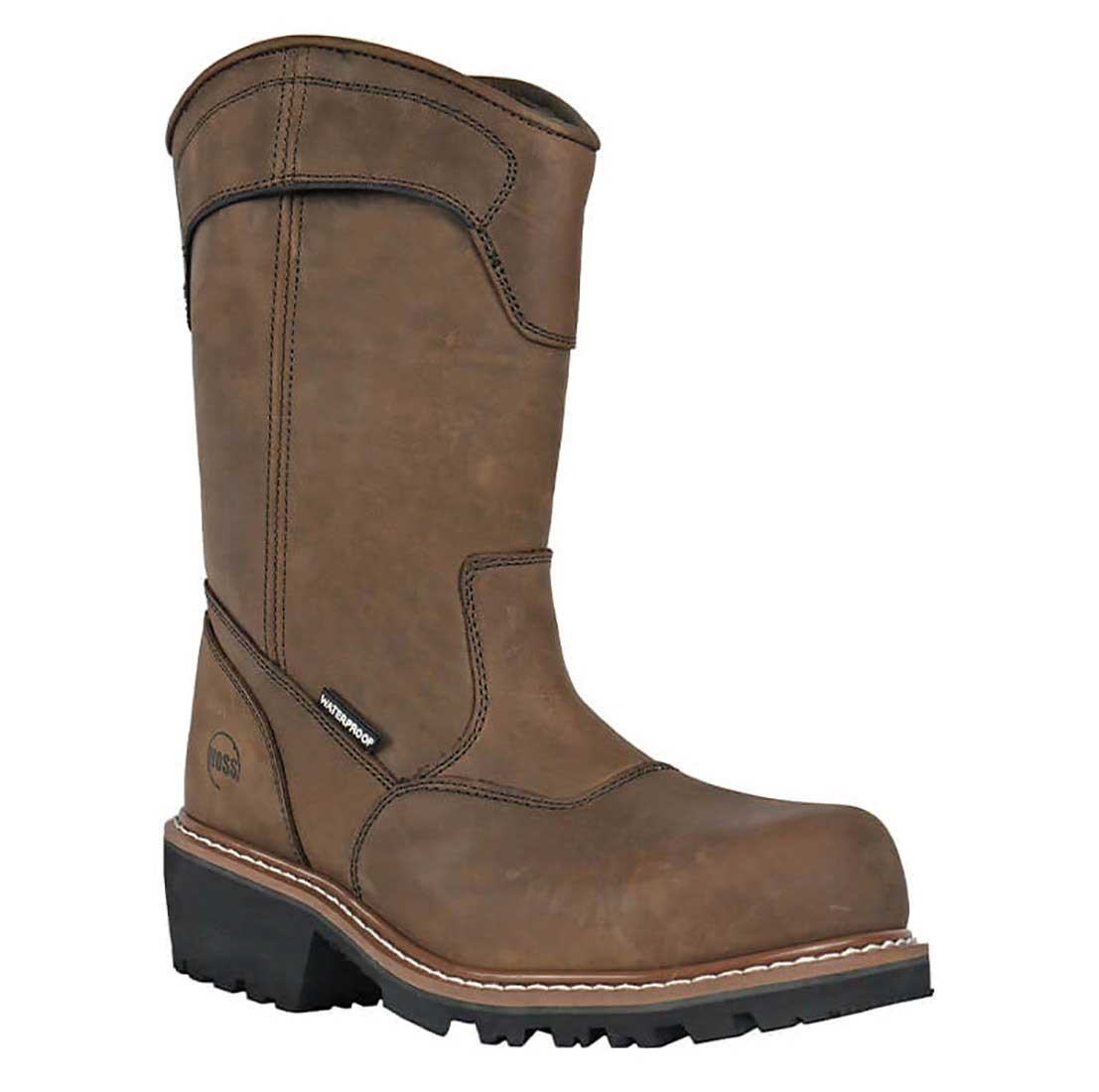 Hoss Boots Aspen Logger Brown - 90211 - Men's 10 Waterproof Composite Safety Toe Pull On Work Boot