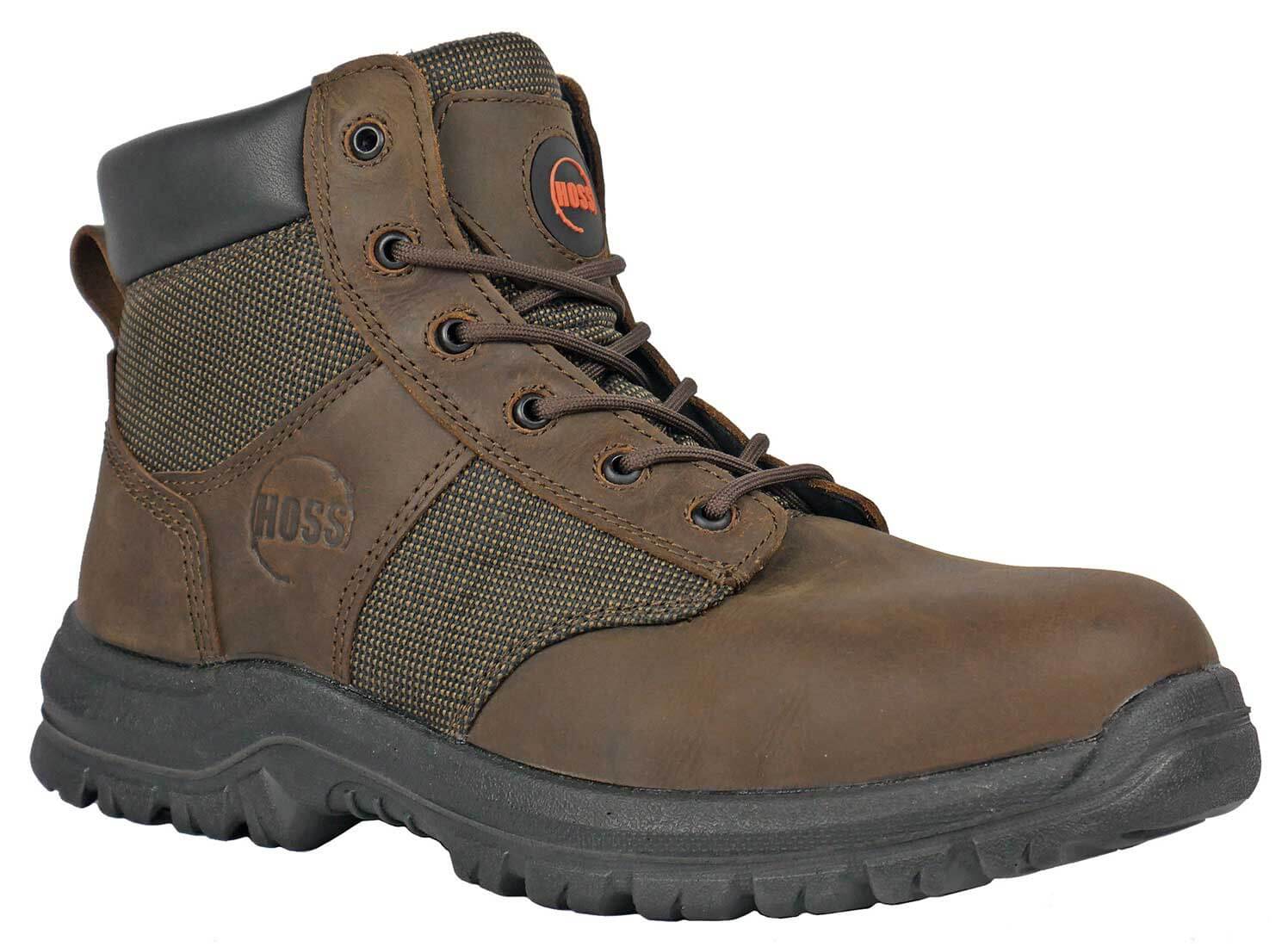 Hoss Boots Carter Brown Side Mesh - 60542 - Men's 6 Steel Toe Slip Resistant Work Boot