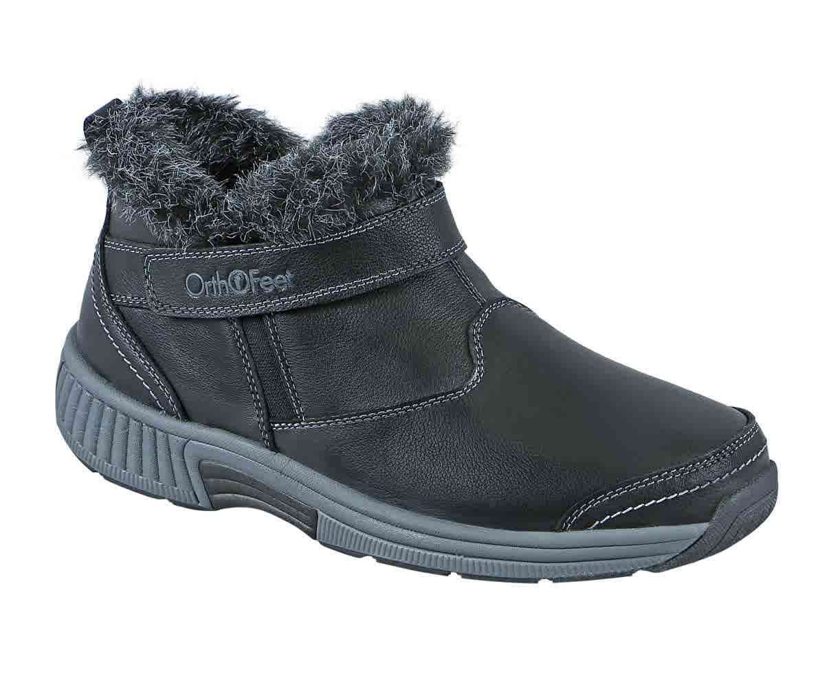 Orthofeet Shoes Sienna 793 Womens Slipper Boots: Black
