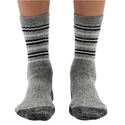 Dr. Comfort Men's Wool Striper Crew Socks - Black