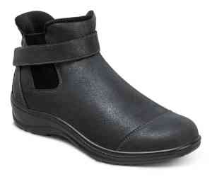 Orthofeet Shoes Blaire 90021 Womens Hands Free Step In Casual 4" Boot: Black