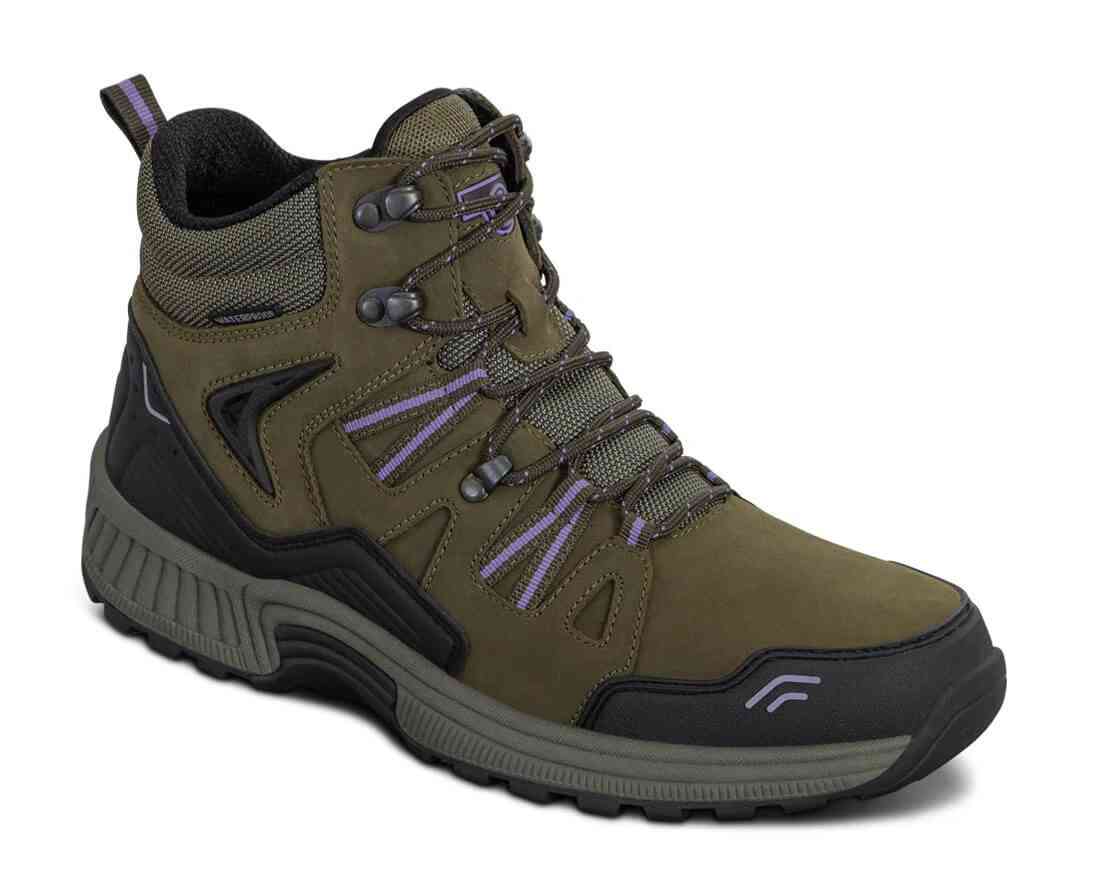 Orthofeet Shoes Dakota 894 Womens Comfort Waterproof Hiking 4" Boot: Olive