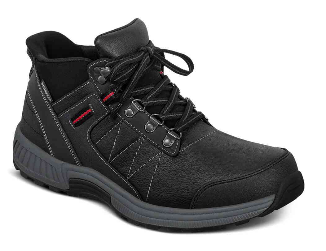 Orthofeet Shoes Dalton 40031 Mens Hands Free Step In 4" Boot: Black