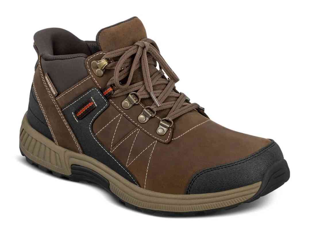 Orthofeet Shoes Dalton 40031 Mens Hands Free Step In 4" Boot: Brown