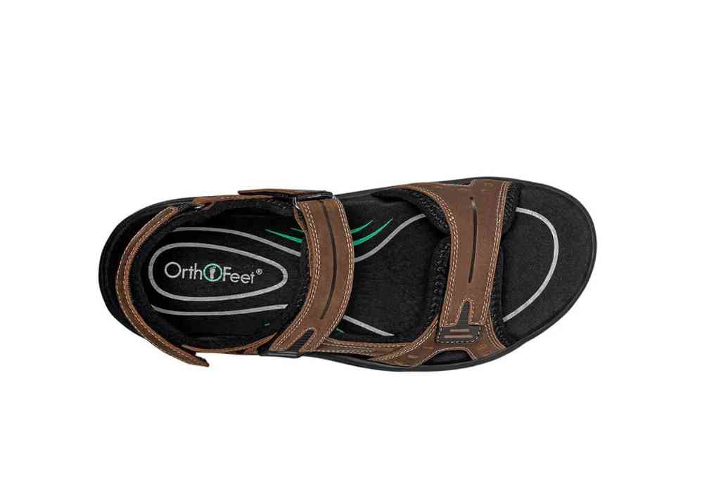 Orthofeet Gemini 565 Men\'s Leather Sandals Brown Size 14 D Gemini – Orthofeet® main image 3
