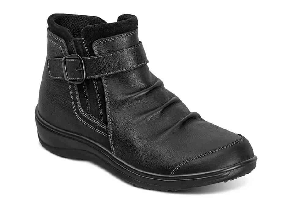 Orthofeet Shoes Heidi 92003 Womens Casual 4" Boot Shoe: Black