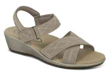 Orthofeet Shoes Holly 62031 Womens Wedge Comfort Sandal: Taupe
