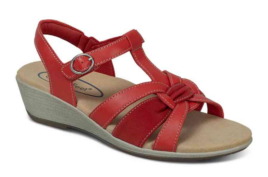 Orthofeet Shoes Hope 62036 Womens Wedge Comfort Sandal: Red