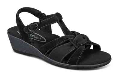 Orthofeet Shoes Hope 62037 Womens Wedge Comfort Sandal: Black