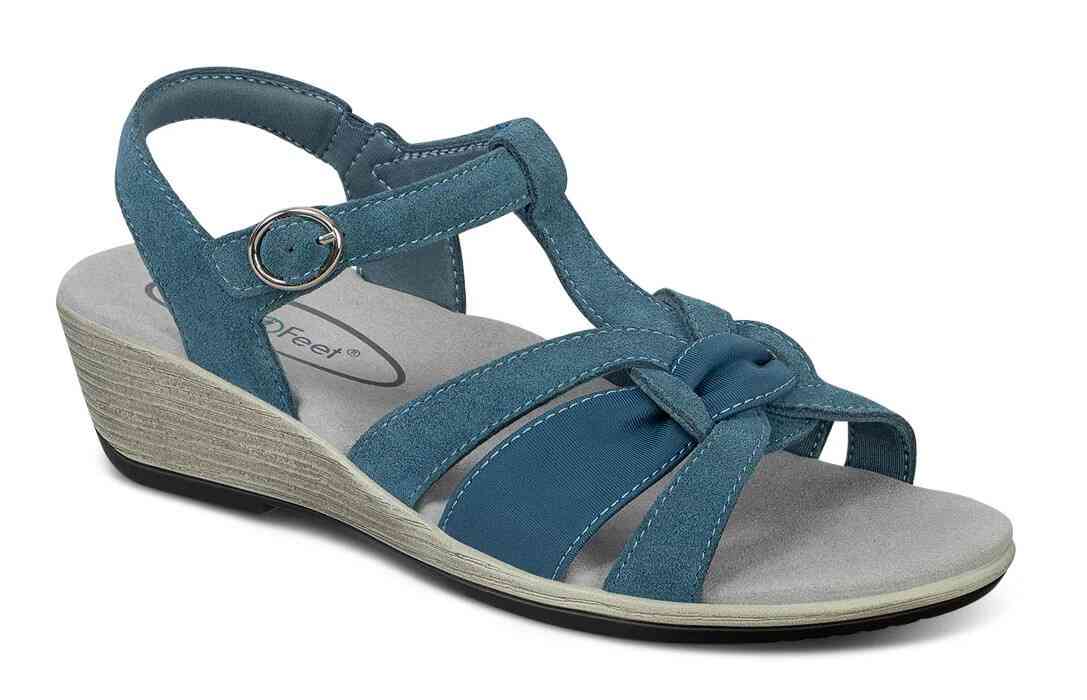 Orthofeet Shoes Hope 62038 Womens Wedge Comfort Sandal: Blue