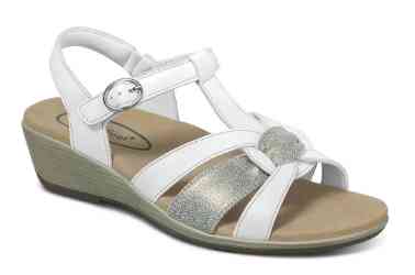 Orthofeet Shoes Hope 62039 Womens Wedge Comfort Sandal: White