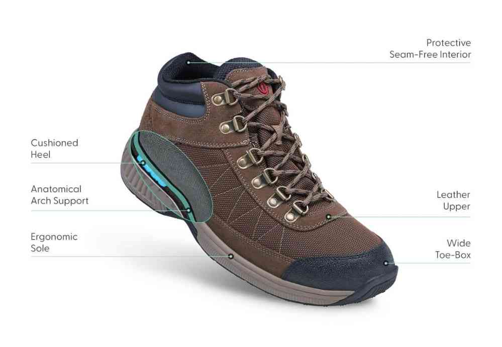 Orthofeet Hunter 489 Mens Hiking Boots 11 2E Wide Brown Leather Orthopedic Men main image 3