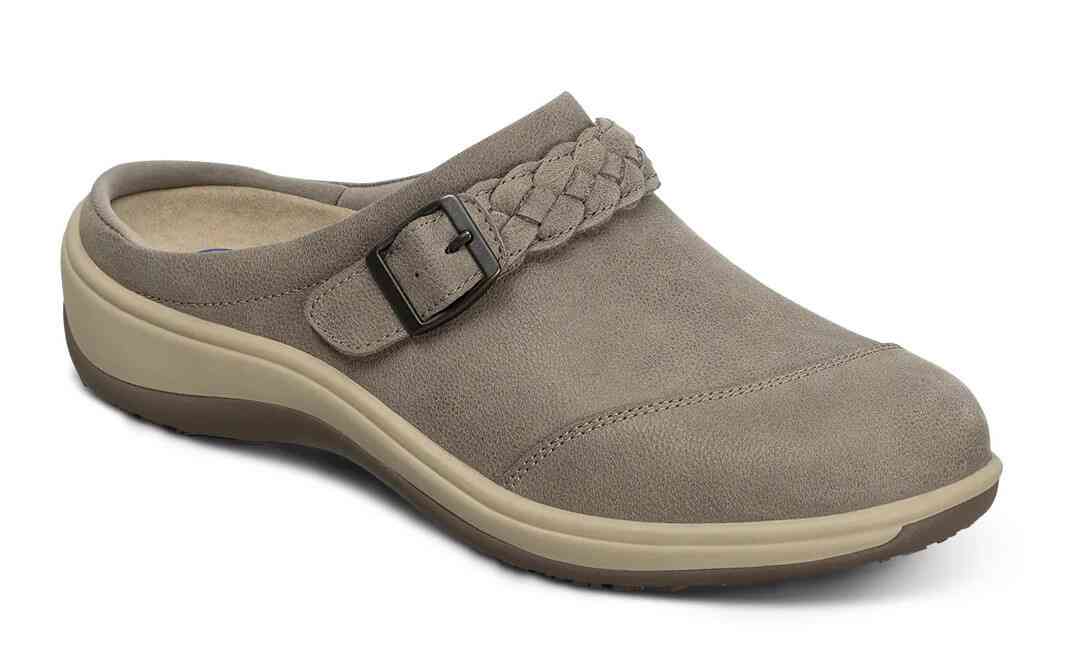 Orthofeet Shoes Irma 72011 Womens Casual Clog Shoe: Taupe