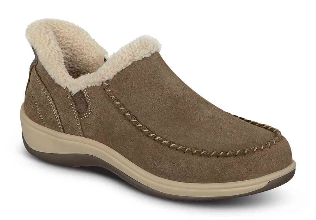 Orthofeet Shoes Lorin 80041 Womens Hands Free Step In Slipper: Light/Brown