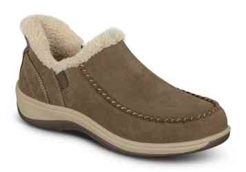 Orthofeet Shoes Lorin 80041 Womens Hands Free Step In Slipper: Light/Brown