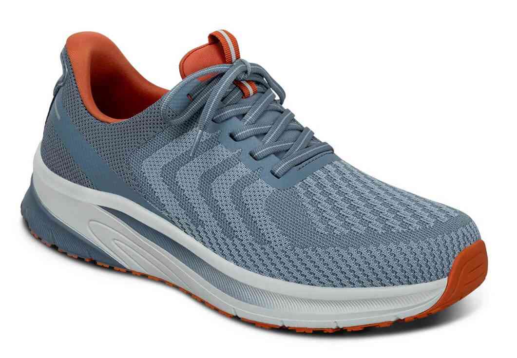 Orthofeet Shoes Tilos 20024 Mens Hands Free Step In Athletic Shoe: Blue/Orange