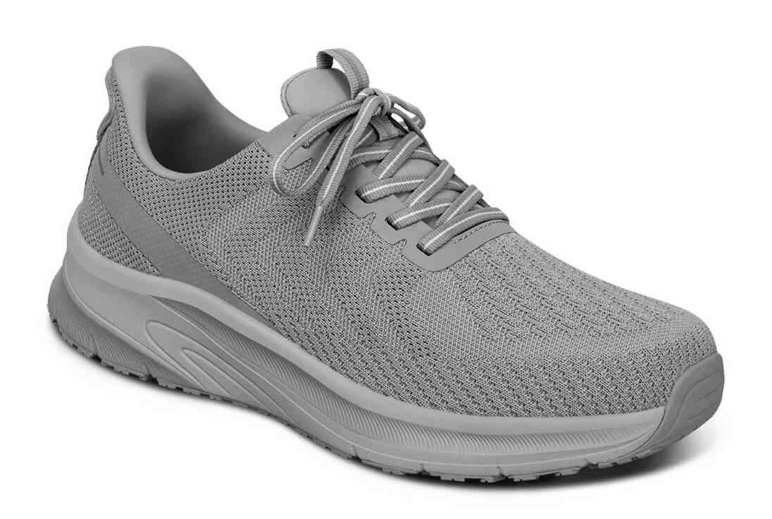 Orthofeet Shoes Tilos 20025 Mens Hands Free Step In Athletic Shoe: Gray/Gray