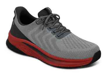 Orthofeet Shoes Tilos 20026 Mens Hands Free Step In Athletic Shoe: Gray/Red