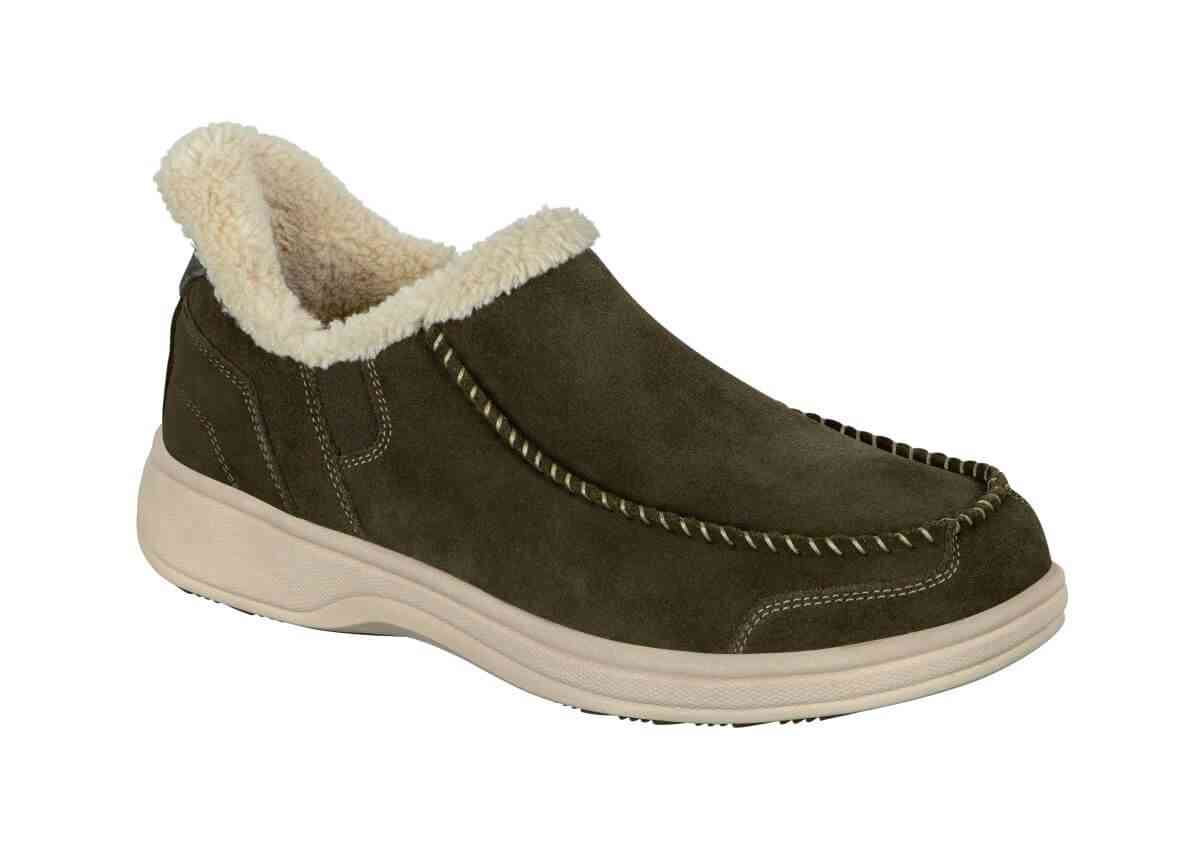Orthofeet Shoes Vito 20102 Mens Hands Free Slip on Slipper Shoe: Olive