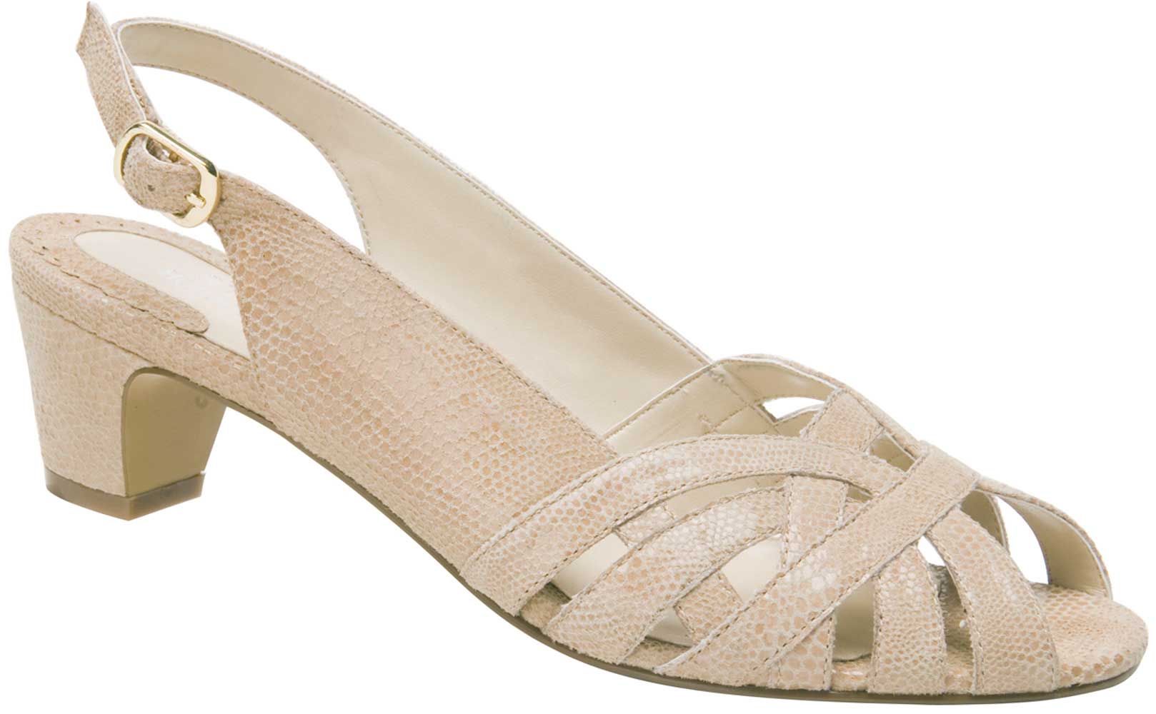 Ros Hommerson Nude Lizard Pam Leather Sling Back Sandals 