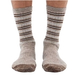 Dr. Comfort Men's Wool Striper Crew Socks - Brown